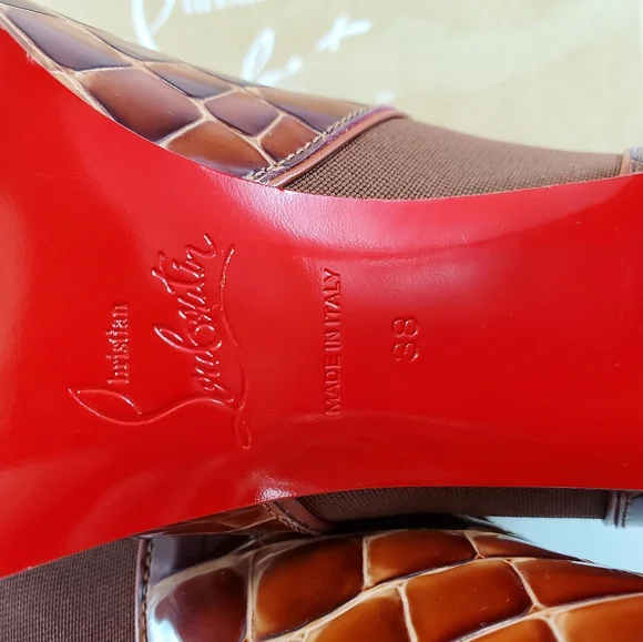 NWT$1,495 Christian Louboutin CL Chelsea Booty 70 Brown Boots Sz 38.5 , US 8.5 - Picture 15 of 16